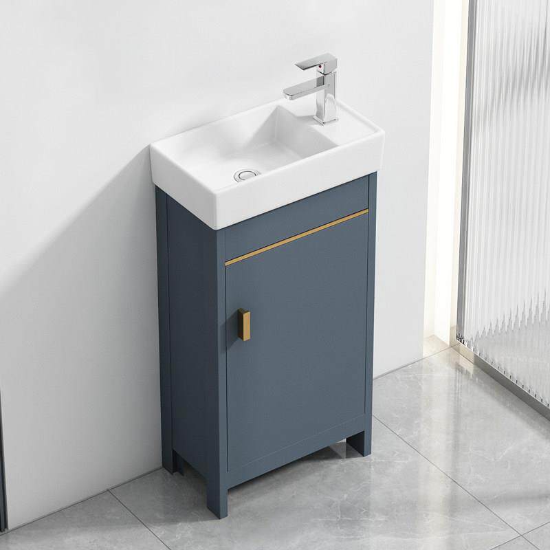 落地式洗手盆浴室柜组合铝小户型简易一体阳台洗漱台池洗脸盆窄长