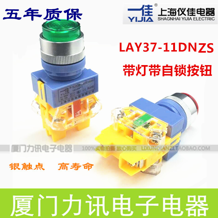 正品一佳 LAY37-11DNZS  Y090-11DZ 带灯带自锁开关按钮 22mm开孔