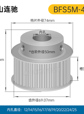 S5M44齿 同步带轮凸台 槽宽27 BF型 同步皮带轮齿轮铝 44S5M250B