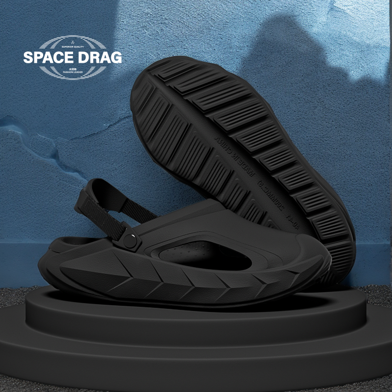 太空拖男士包头拖夏季厚底踩屎感户外防滑透气海边沙滩溯溪洞洞鞋