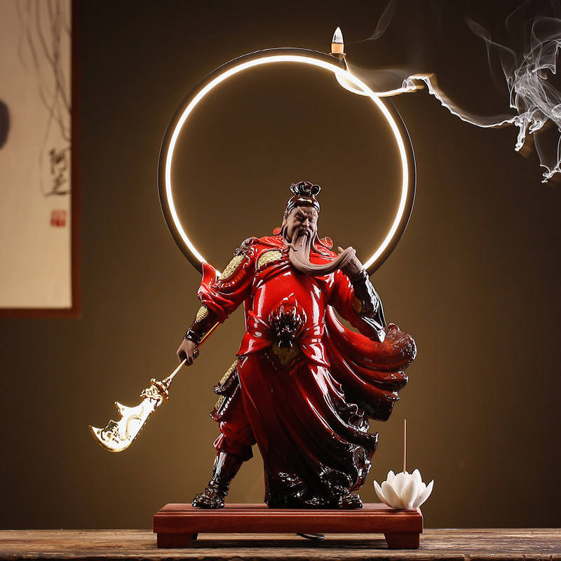 墨染留香陶瓷武圣关公关羽供奉招财摆件武财神像关二爷镇宅办公室