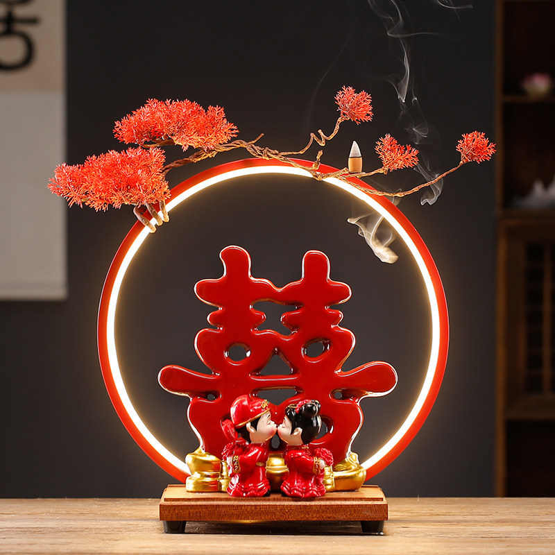 中式结婚礼物双喜临门新房婚房客厅卧室装饰品送新人礼物新婚摆件