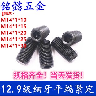 12.9级细牙紧定细扣无头螺钉内六角平端紧顶M14X1X10 - M14X1X30