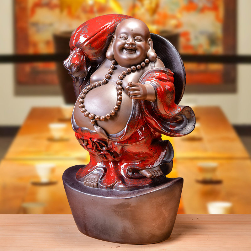 陈建评招财纳福满载而归弥勒佛像陶瓷大号客厅摆设大肚佛笑佛摆件