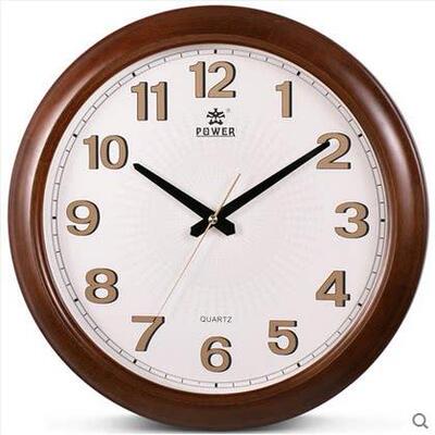 霸王实木钟表14 15 17英寸实木挂表欧式客厅时钟静音木挂钟PW1893