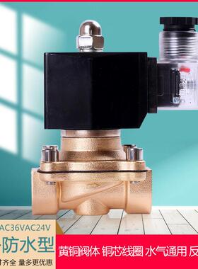 防水常闭电磁阀水阀铜开关气阀灌溉控制阀AC380V24V110V4分6分1寸