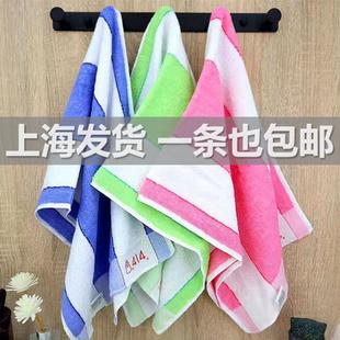 上海钟牌414萃众彩条大号毛巾家用洗脸巾宿舍搓澡耐磨吸水不掉毛