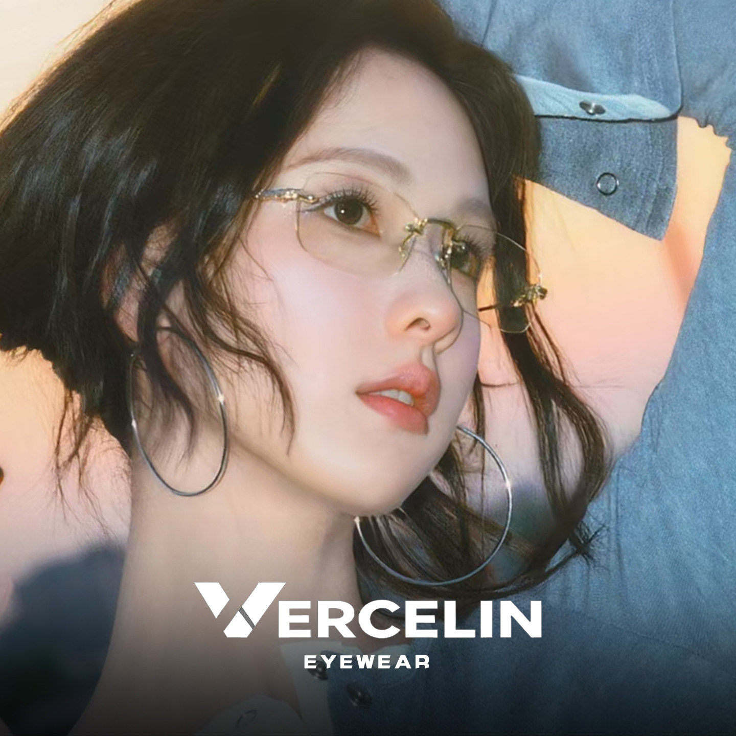 陈都灵同款超轻无边框近视眼镜女