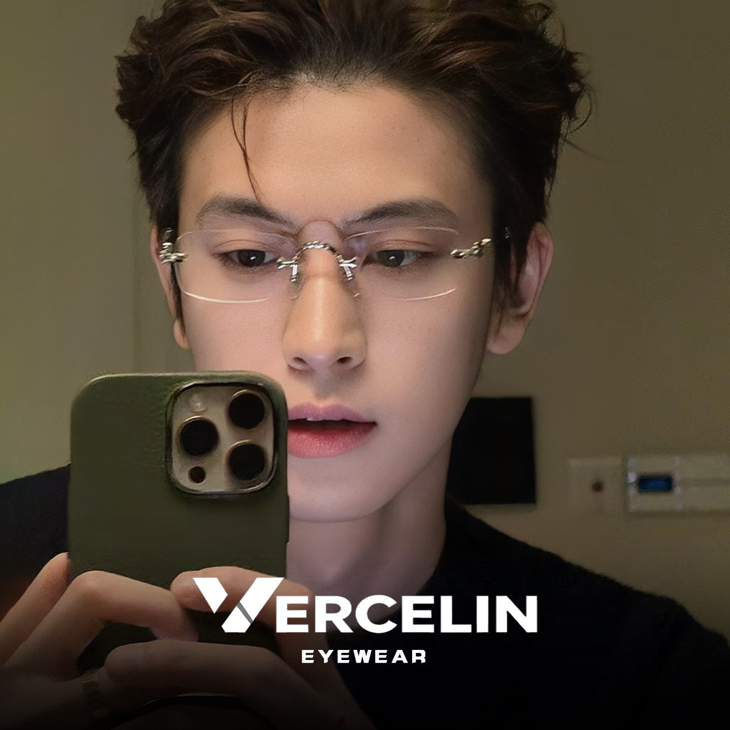 超轻金丝无框近视眼镜男高智感素颜可配度数纯钛无边框眼睛女镜架