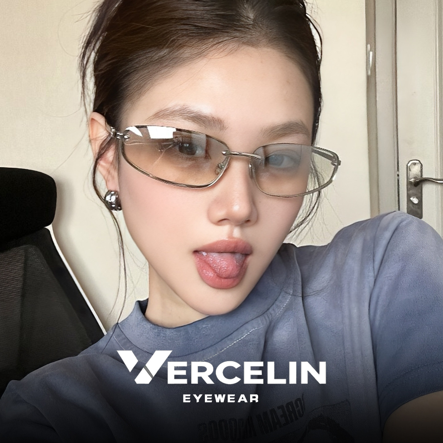 复古Y2K无框墨镜女高级感方圆脸显瘦防紫外线无边框太阳眼镜潮酷