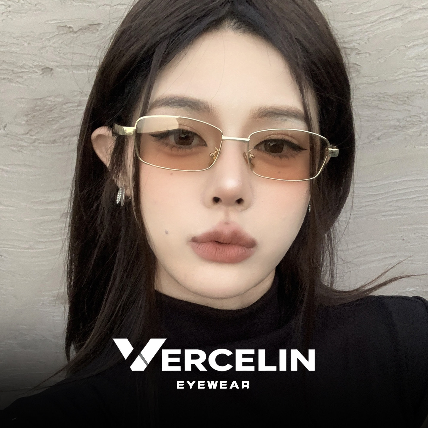 复古港风窄方框茶色墨镜女高级感美式小脸专用太阳眼镜近视带度数