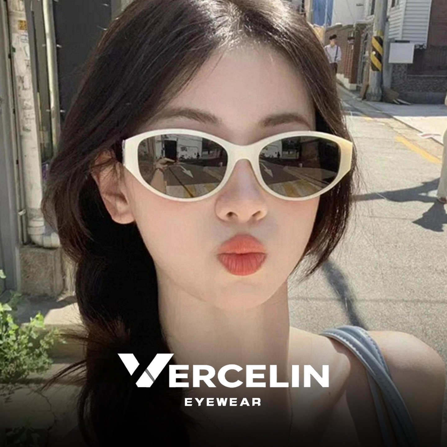 白色框海边墨镜女款偏光防紫外线