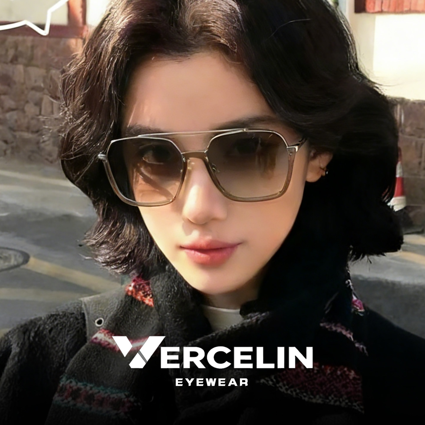 复古港风浅色墨镜女高级感超轻2026新款太阳眼镜适合方圆脸显脸小