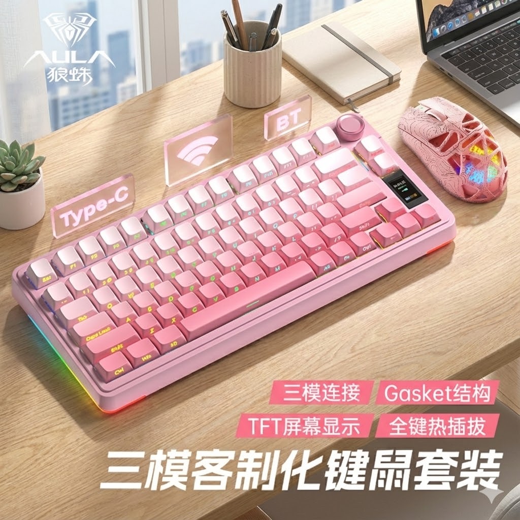 狼蛛S75Pro无线蓝牙三模机械键盘