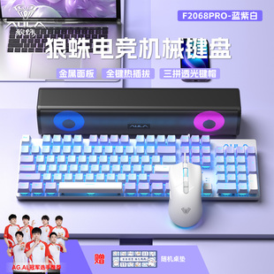 狼蛛F2068PRO有线机械键盘游戏电竞专用高颜值键鼠标耳机音响套装