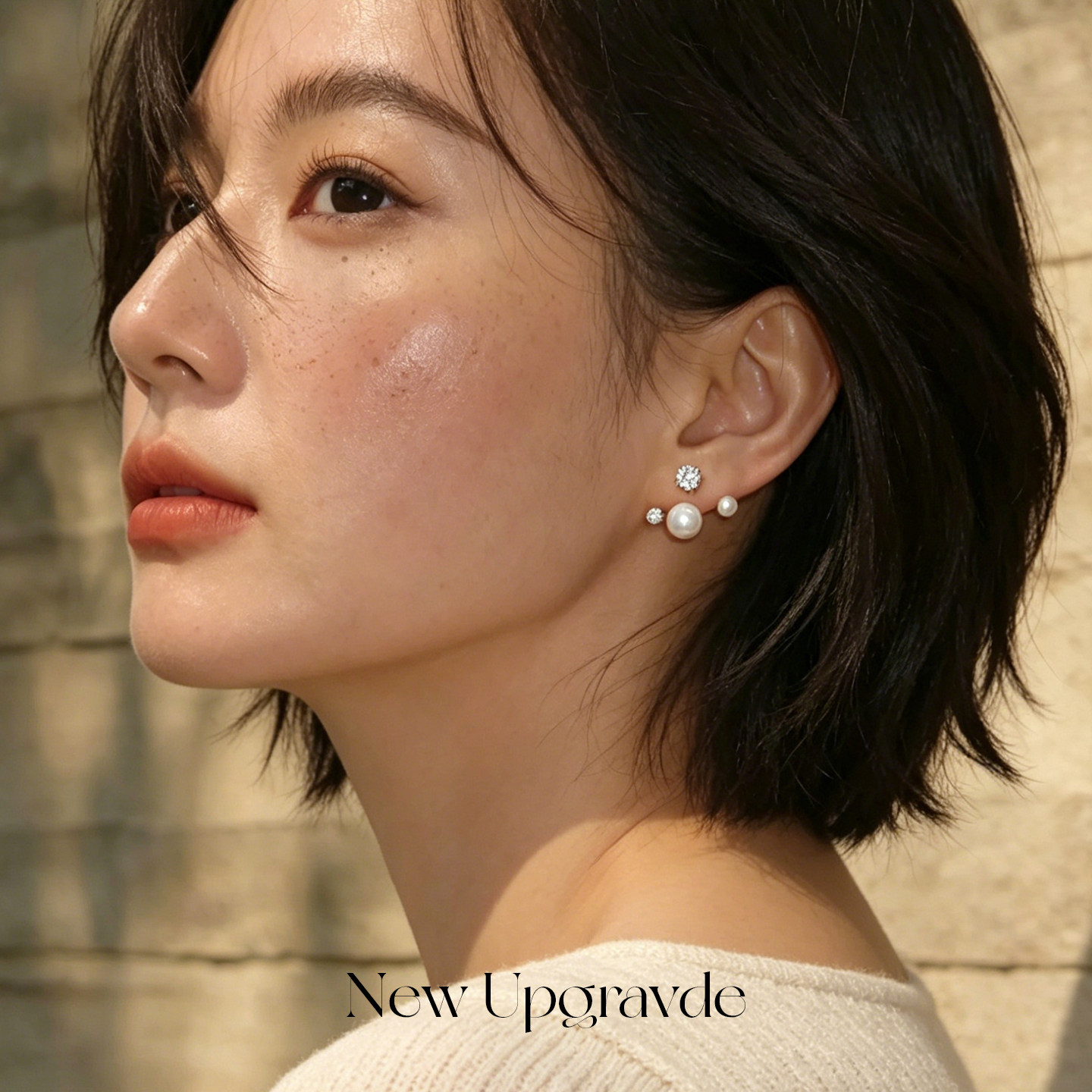 999纯银不对称钻石珍珠耳环女轻奢高级感巨好看独特漂亮耳钉耳饰