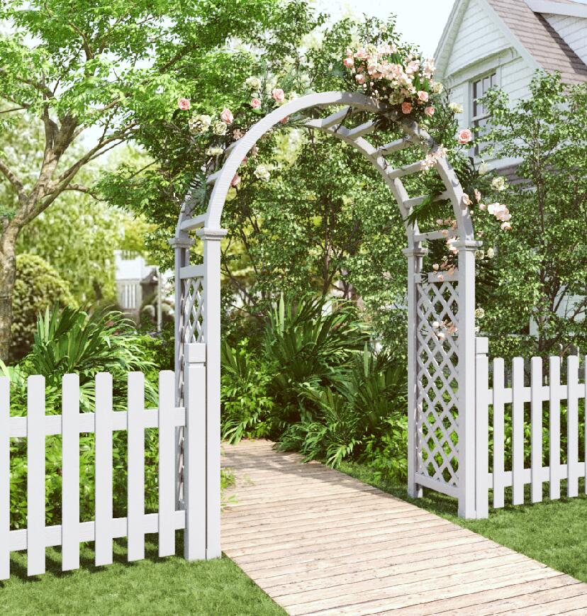 防腐木花园拱门花架庭院月季爬藤架室外园艺木质拱形门别墅葡萄架
