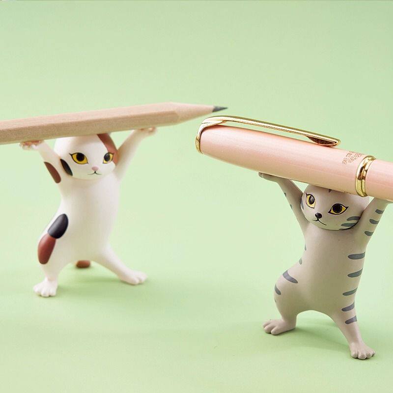 万物皆可举ins日系妖娆猫笔托学生可爱桌面摆件猫咪笔架创意礼物