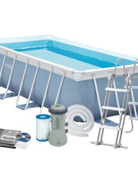 INTEX26792 16尺长方形支架儿童游泳池钓鱼养鱼池成人家用游泳池