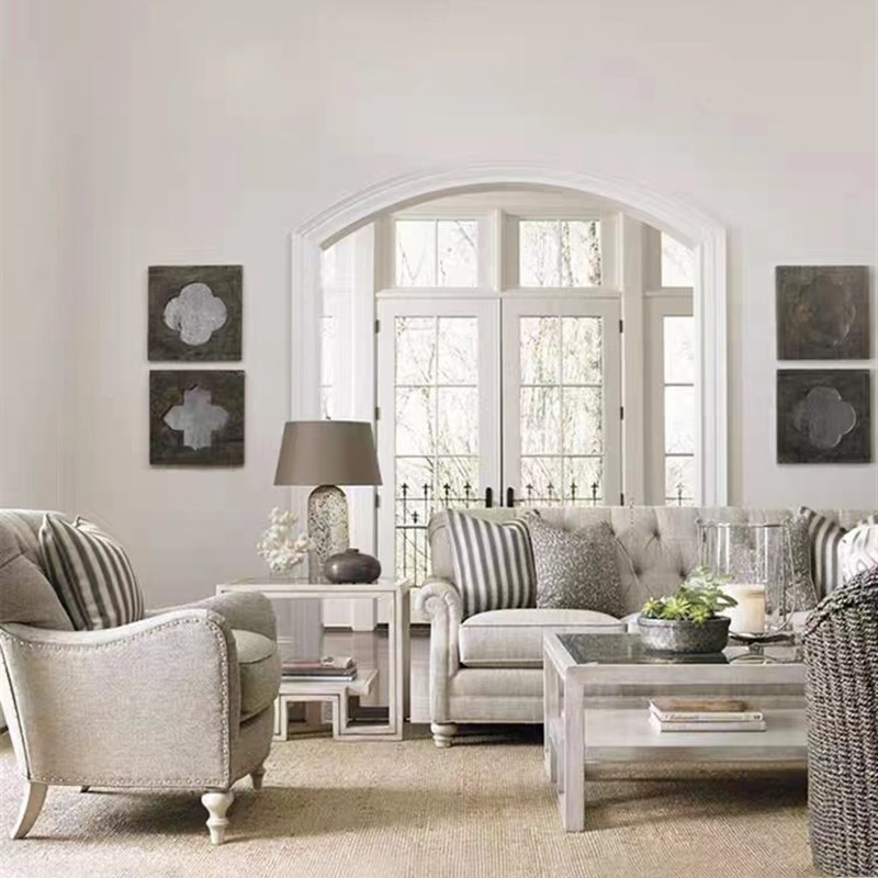 美式布艺沙发三人位小户型客厅茶几组合法式复古简约软包家具整装