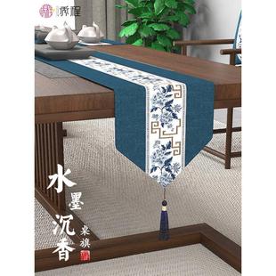 禅意茶台布艺长条轻奢高端茶盘垫茶席防水茶桌布茶旗垫布 桌旗中式
