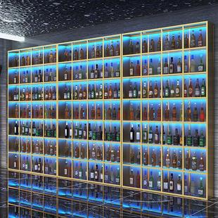 铁艺钢化玻璃酒柜展示柜发光红白啤酒展示架工业风酒吧酒架置物架