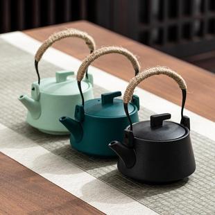 侧把功夫茶具西施办公室泡茶器 黑陶茶壶单壶家用现代简约陶瓷日式