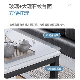 小户型玻璃茶台轻奢简约现代岩板色阳台茶桌 茶几客厅家用2024新款