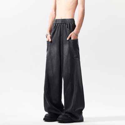 NNEFC美式解构复古水洗弯刀卫裤