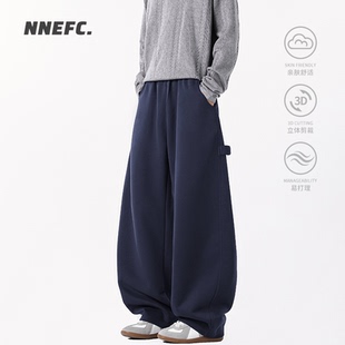 男秋季 宽松百搭休闲长裤 新款 解构弯刀裤 美式 NNEFC藏青色休闲卫裤