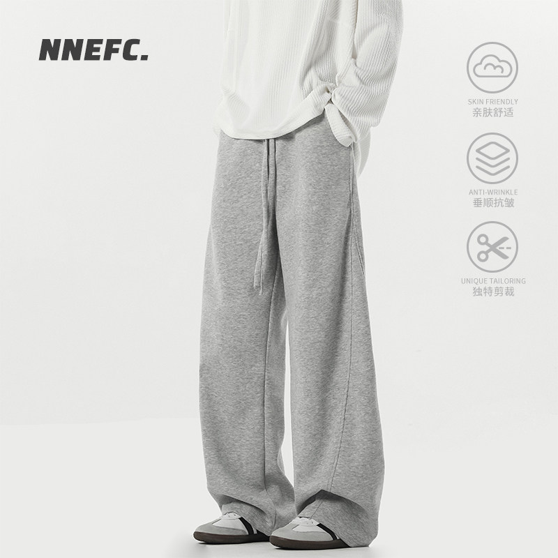 NNEFC美式复古弯刀卫裤男女灰色图片