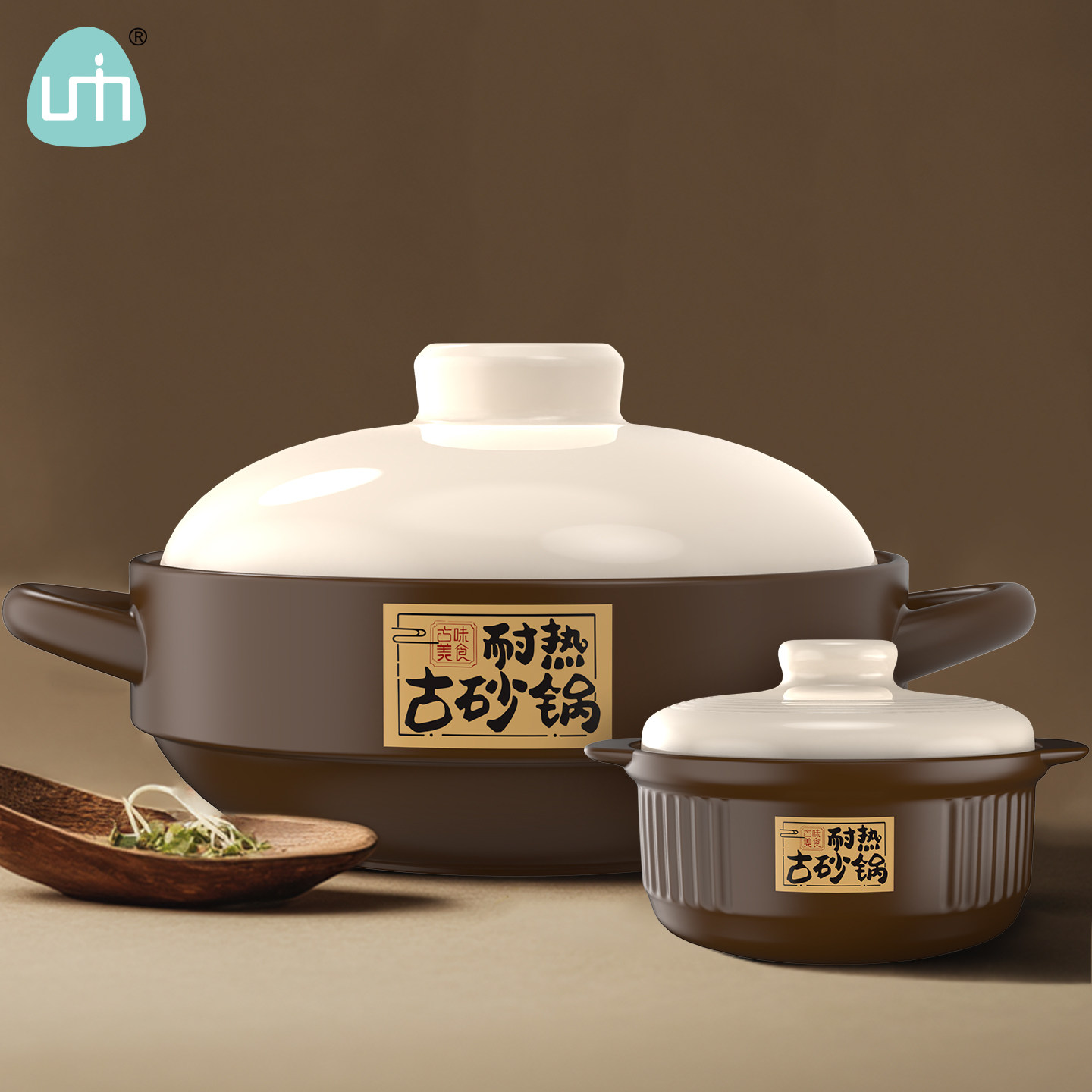 棕耐热砂锅煲家用陶瓷锅耐高温干烧不裂煲汤砂锅煲仔饭鸡公煲砂锅