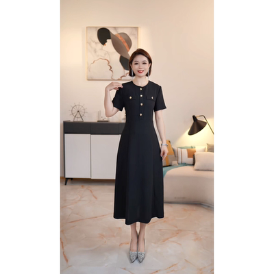 【深圳薇姐清仓】V 高端大码原创遮肉显瘦连衣裙 V1091