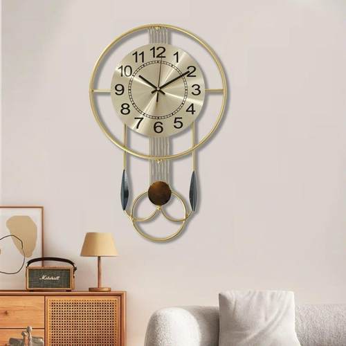 轻奢钟表挂表家用时尚墙上现代新款简约中式时钟客厅挂墙挂钟静音