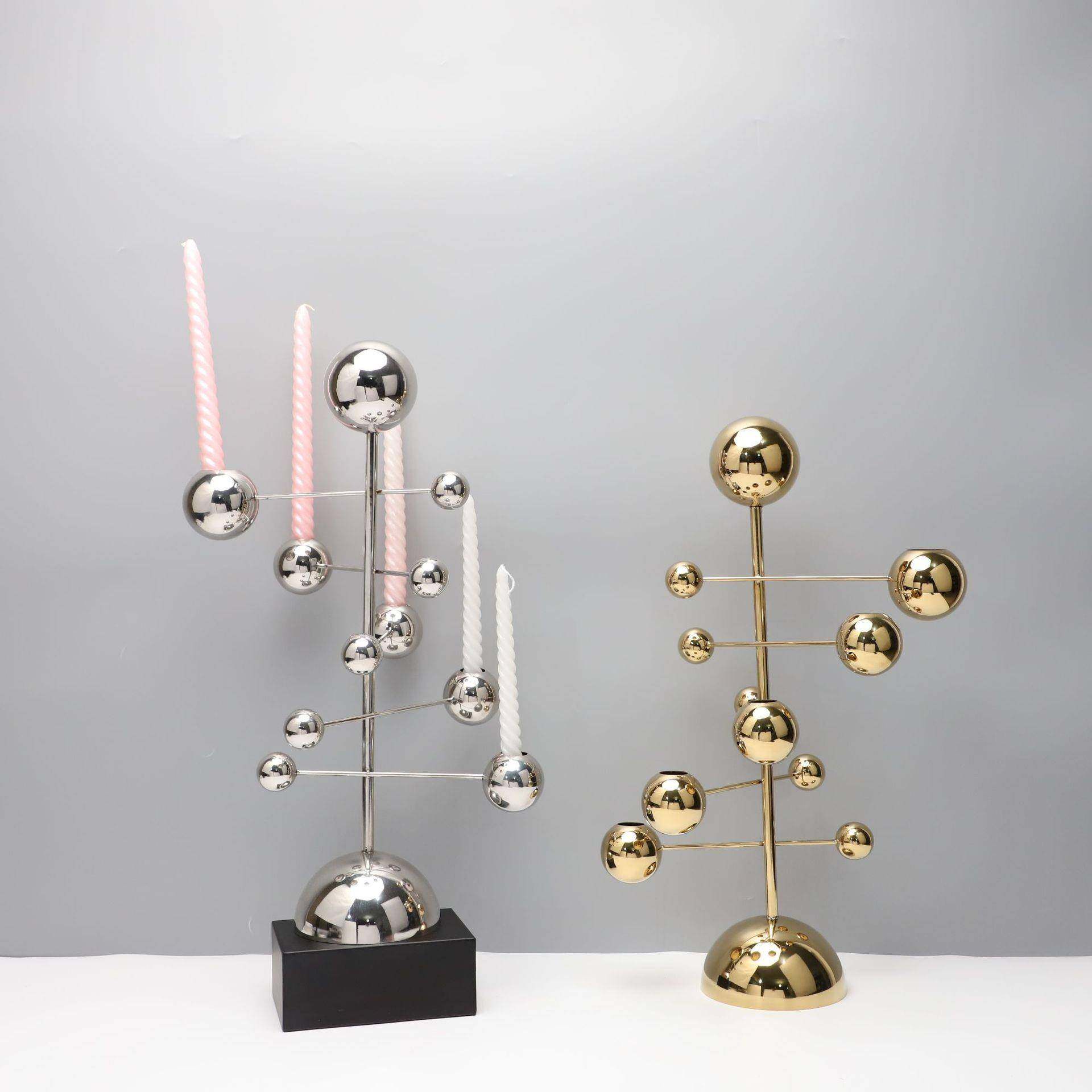 现代简约大理石金属异形烛台样板房卧室书房客厅餐厅桌面软装摆件,收纳整理,烫衣板及配件,淘宝优惠券,粉丝福利购,淘宝优惠卷