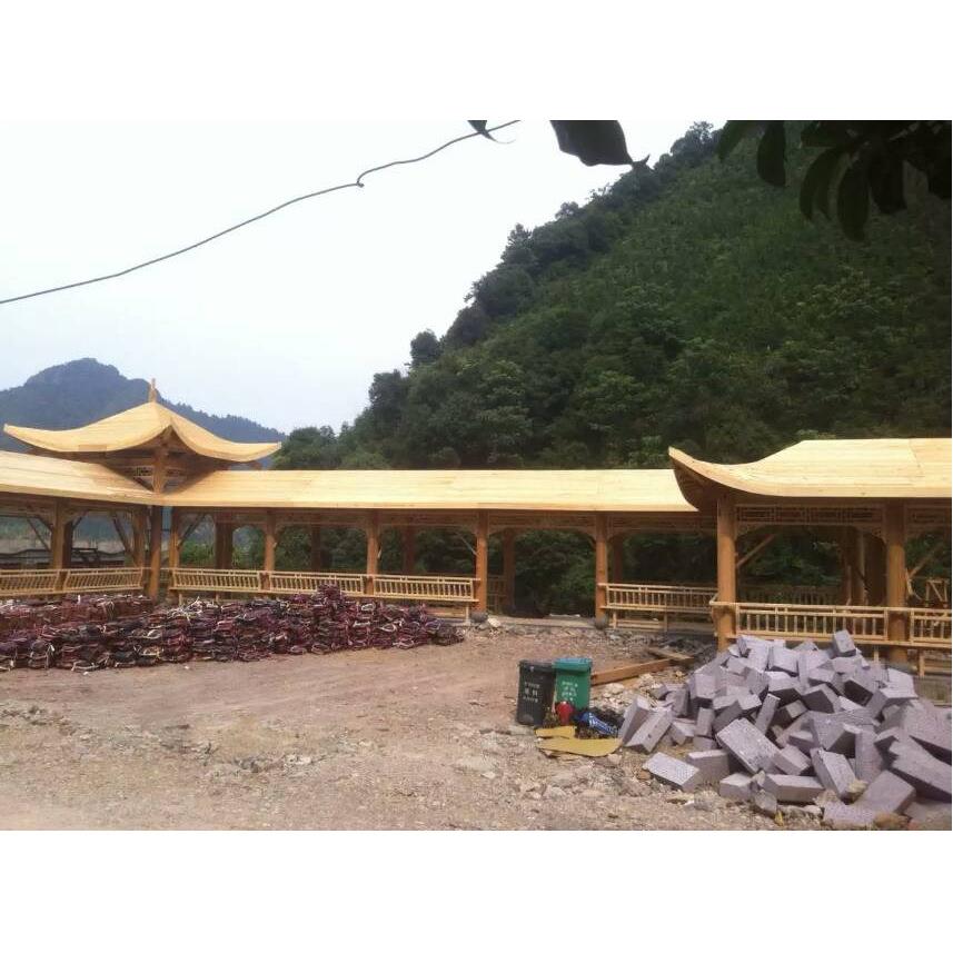 户外仿古木长廊走廊木屋凉亭实木园林景观古建庭院公园走道