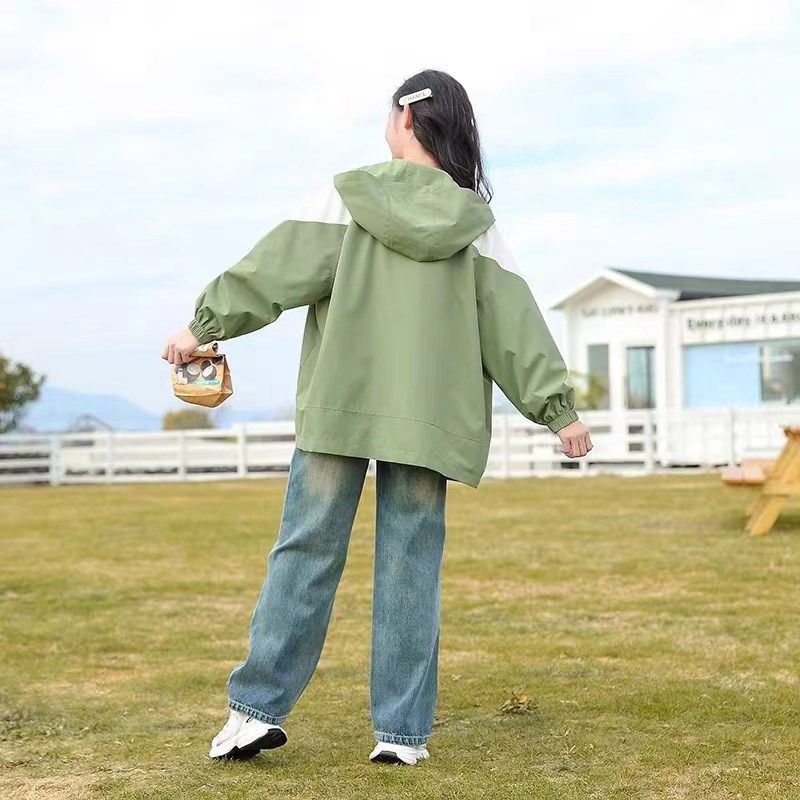 女童宽松外套春款2024新款洋气女孩拼色风衣春秋中大儿童连帽上衣,童装/婴儿装/亲子装,普通外套,淘宝优惠券,粉丝福利购,淘宝优惠卷