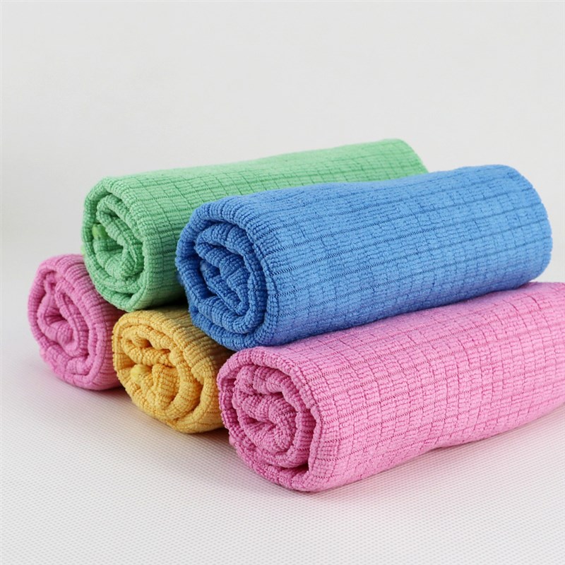 超细纤维厨房方格抹布百洁布吸水不掉毛 清洁擦玻璃鱼鳞布5条装