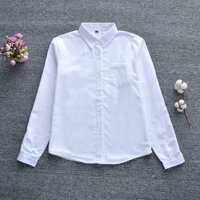 加绒加厚女长袖衬衫工作服白色蓝色粉色黑色JK校服班服尖领娃娃领