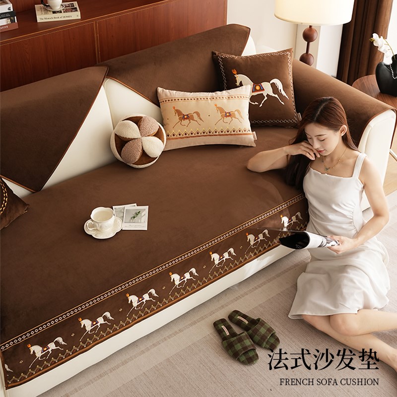 美式沙发垫四季通用防滑2024新款轻奢高级感欧式沙发盖布高档套罩