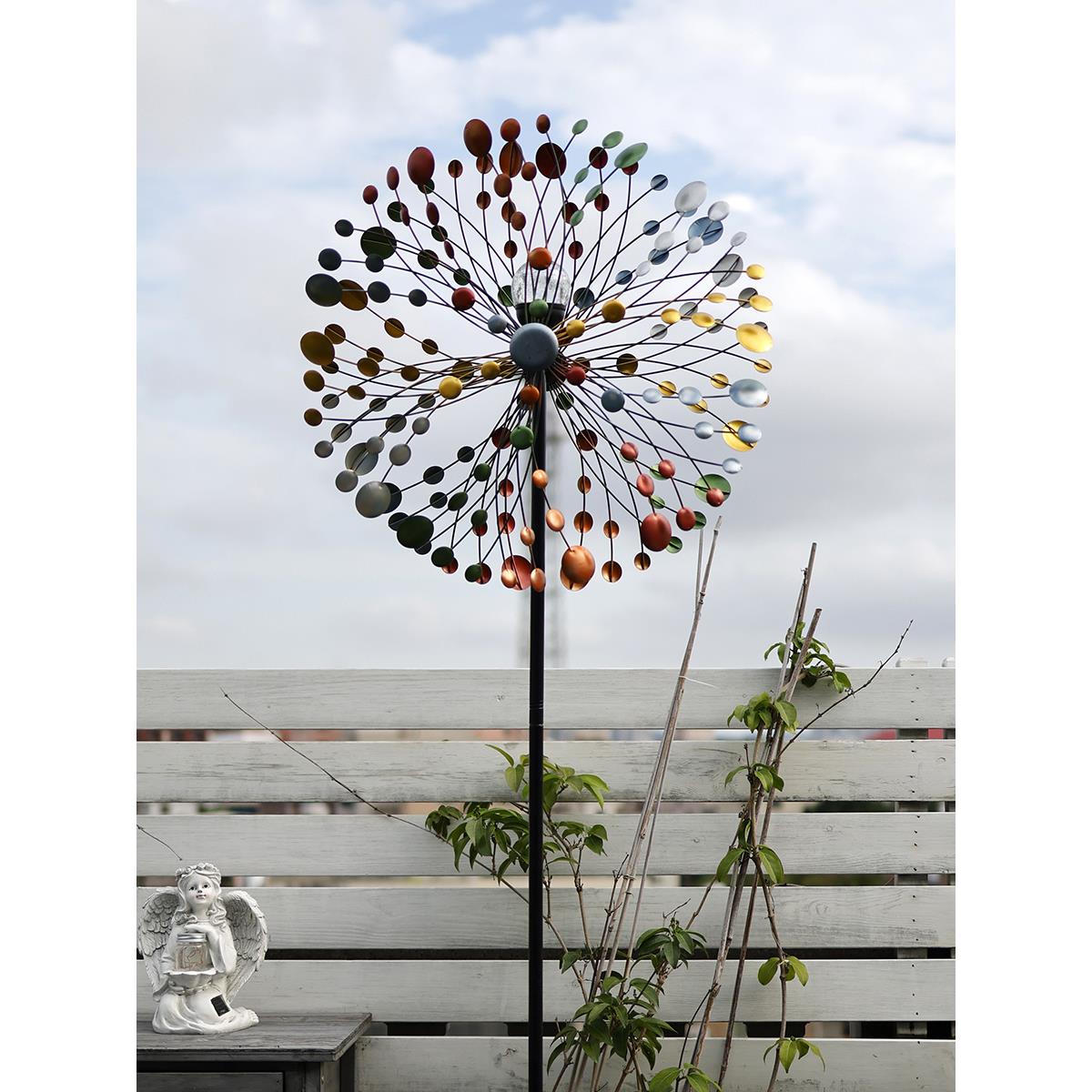 铁双面彩色风车户外房屋花园装饰庭院落地式摆件房地产景观旋转布