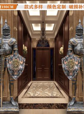 大型欧式罗马盔甲武士迎宾人物门厅落地复古酒吧家居饰品装饰摆件