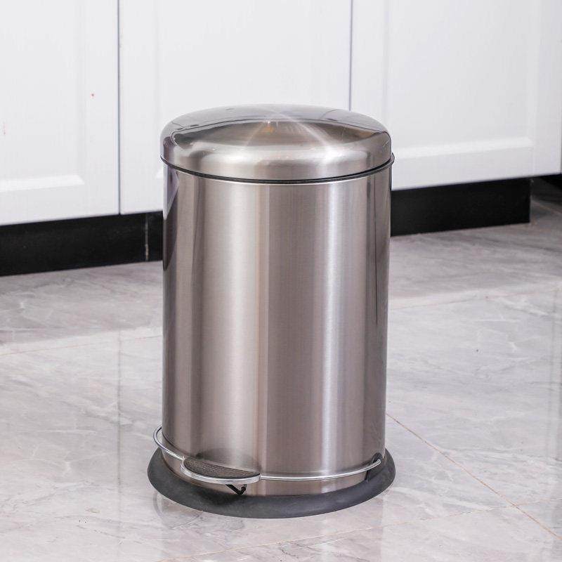 脚踏式垃圾圆桶家庭用客厅厨房不锈钢脚踩带盖20升30L大号奶茶店
