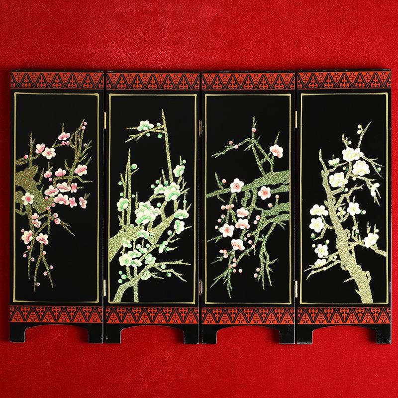 漆器小屏风桌面中国风装饰品外事特色礼品送老外礼品民间工艺品