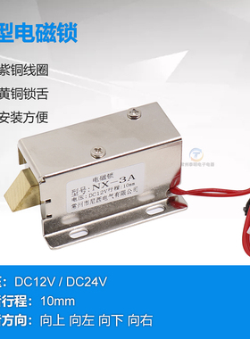 微型家用电动小型电磁锁24v门控暗装12v电插DC电控柜锁磁力门架子