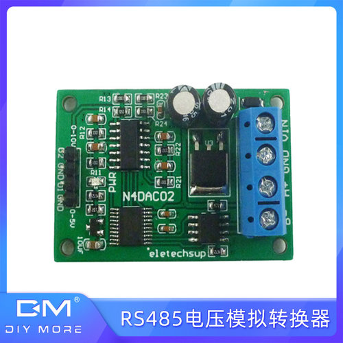2CH DAC模块0-5V 0-10V PWM电压模拟转换器RS485 Modbus RTU板12V