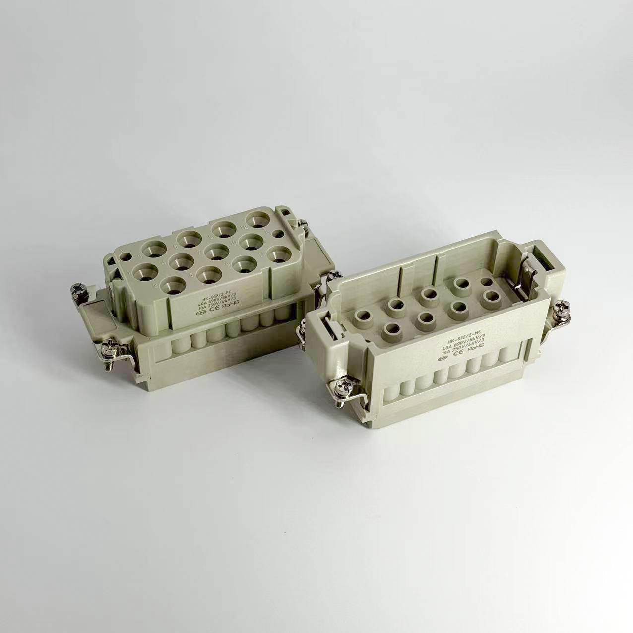矩形重载连接器HDC-HK-012/2-MF 12芯40A690V航空插头10A250V插座