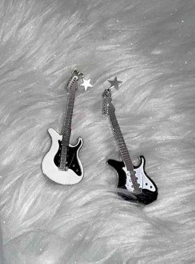 手工自制Y2K辣妹星星吉他发卡发夹朋克风刘海夹亚文化原宿风发饰