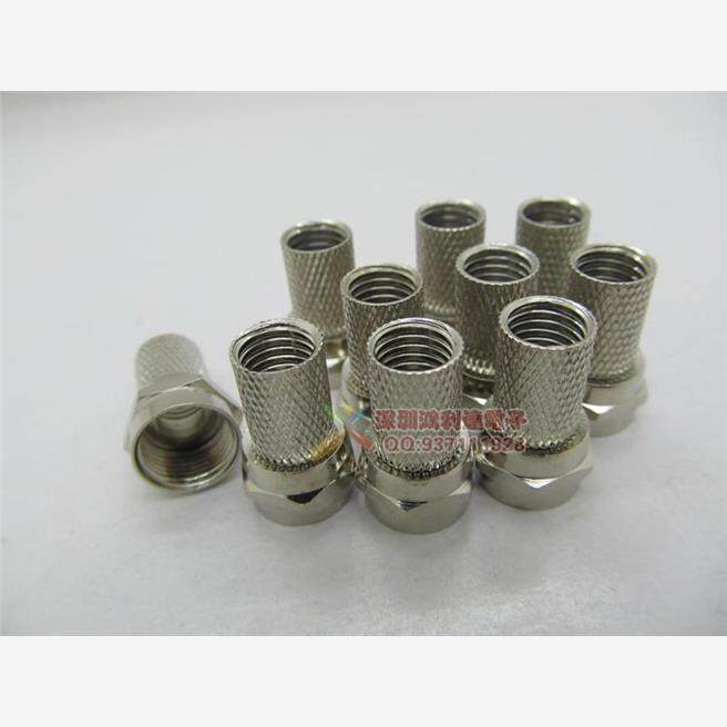 全铜镀镍 自紧螺旋F头 有线电视机顶盒接线头 英制F头 75-5/RG6