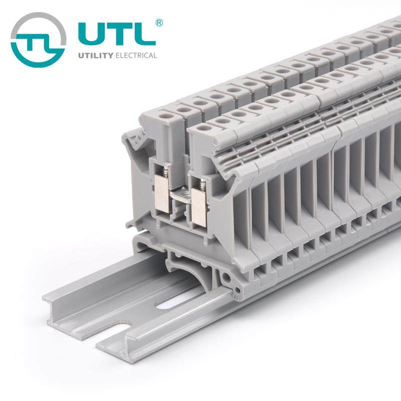 UTL尤提乐JUT1-4接线端子连接排卡规螺钉导轨式紫铜端子UL/TUV